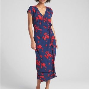 Gap Floral Midi Wrap Dress
